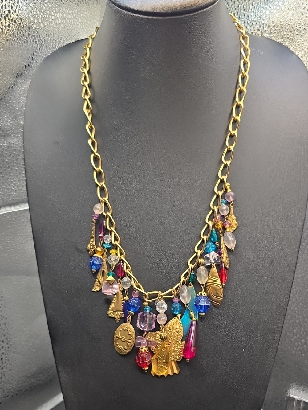 Vintage Multi-Color Charm Boho Statement Necklace
